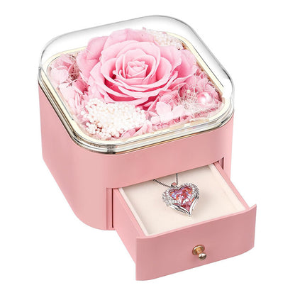 Valentines Day Rose Flower Drawer Jewelry Box