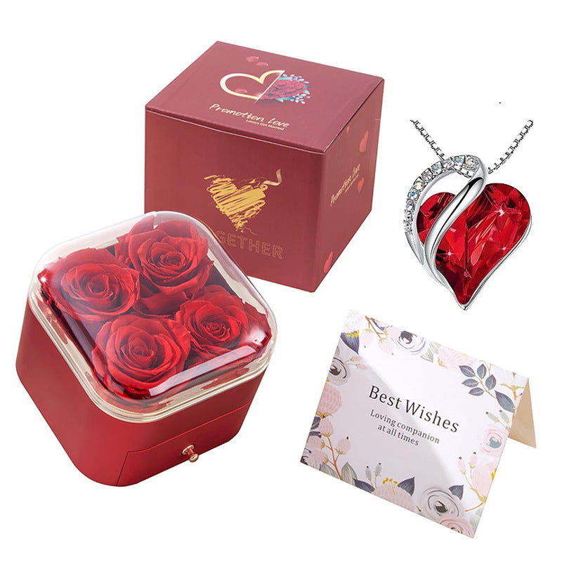 Valentines Day Rose Flower Drawer Jewelry Box